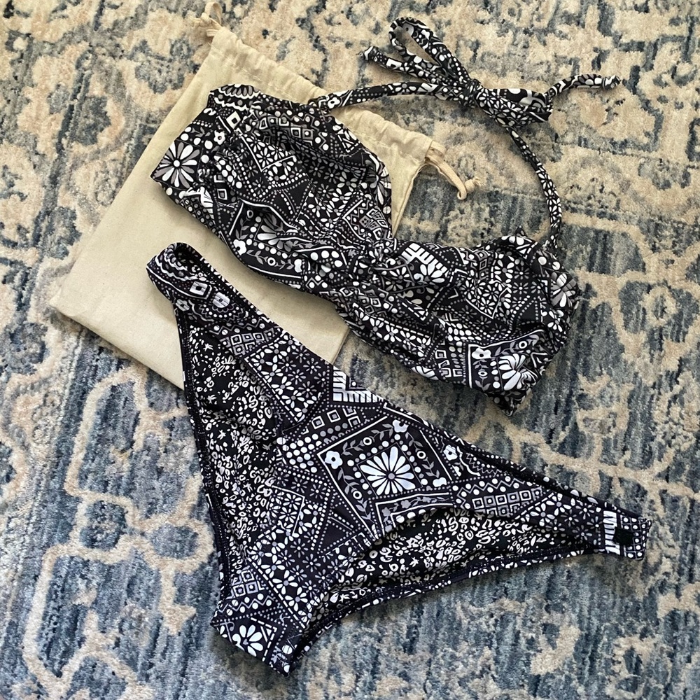 One Teaspoon / Barcelona Bandito Bikini Set M Top L Bottom Patchwork Festival